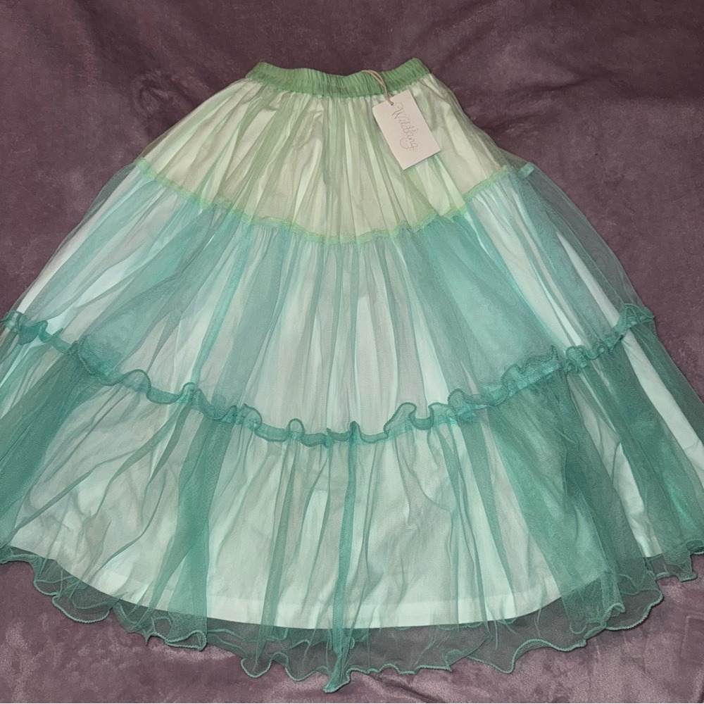 Wildling Girls Mint Green Tiered Tulle Ruffle Skirt Size 6 NWT